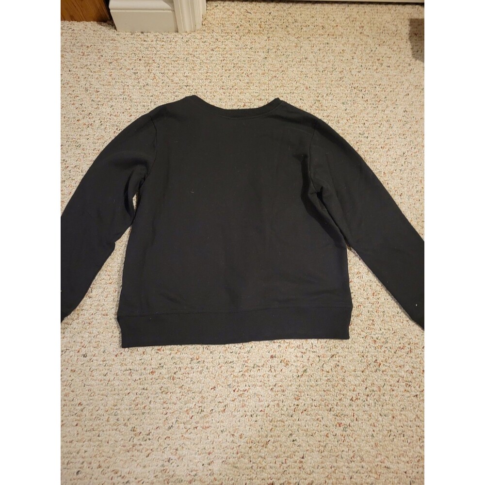 GAP Pullover Crewneck Sweatshirt Black w/ Silver Glitter Logo Women's Size Large - Picture 3 of 3